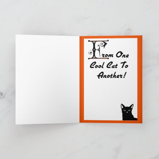 1匹のクールな猫からの別のものへのハッピーハローウィン カード (内部)