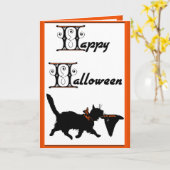 1匹のクールな猫からの別のものへのハッピーハローウィン カード (黄色い花)