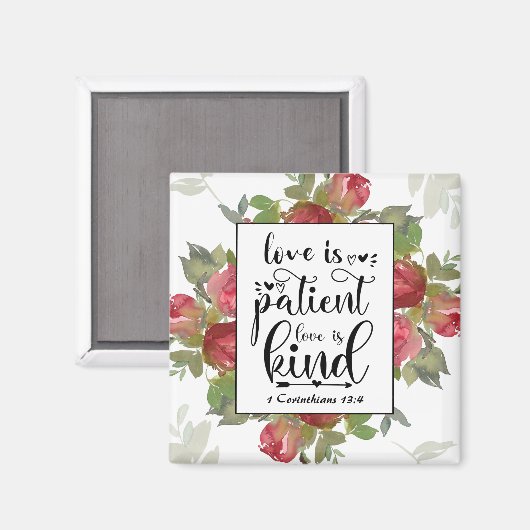 1匹のコリンチア人13:4愛は忍耐強い愛は優しい マグネット (正面/裏面)