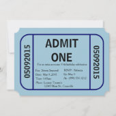 1匹のチケットの誕生日のパーティの招待状を是認して下さい(青い) 招待状 (正面)