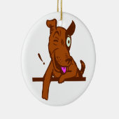 1匹の注目された犬の円形のオーナメント セラミックオーナメント (右)