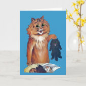 1匹の猫は別の猫カードに導きます カード (黄色い花)