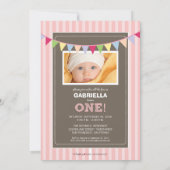 1匹の誕生日のパーティの招待状を回す上品 (pink) 招待状 (裏面)