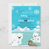 1匹の誕生日の招待状を回す多くのおもしろいは雪が降ります 招待状 (正面)