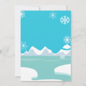 1匹の誕生日の招待状を回す多くのおもしろいは雪が降ります 招待状 (裏面)