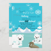 1匹の誕生日の招待状を回す多くのおもしろいは雪が降ります 招待状 (正面/裏面)