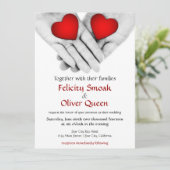 "1匹の"バレンタインの結婚式招待状として2つのハート 招待状 (スタンド正面)