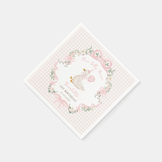 1名門私立校風のグースピ間抜けックボウ1st誕生日 スタンダードカクテルナプキン (角)