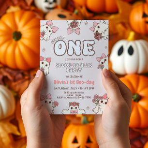 1周年お誕生日おばけちゃんレトロハロウィン 招待状