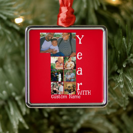 1周年カスタム記念結婚7写真集 メタルオーナメント (ツリー)