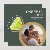 1周年パーティー ペリドットリング フォト グリーン 招待状 (正面/裏面)