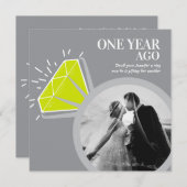 1周年パーティー ペリドットリング 2枚の写真 招待状 (正面/裏面)