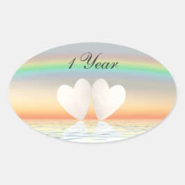 1周年ペーパーハート 楕円形シール