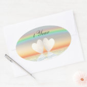 1周年ペーパーハート 楕円形シール (封筒)