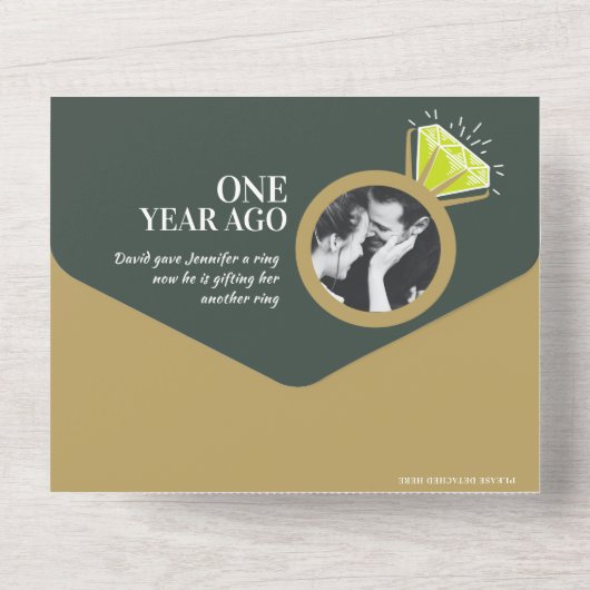 1周年結婚のパーティー環  オールインワン招待状 (裏面)