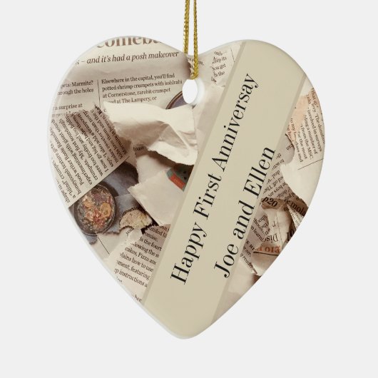 1周年結婚の編集可能 セラミックオーナメント (右)