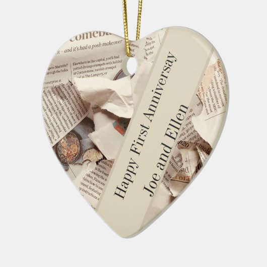 1周年結婚の編集可能 セラミックオーナメント (左)