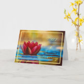 1周年結婚の記念日にウォーターリリーを祈エレガントる カード (黄色い花)