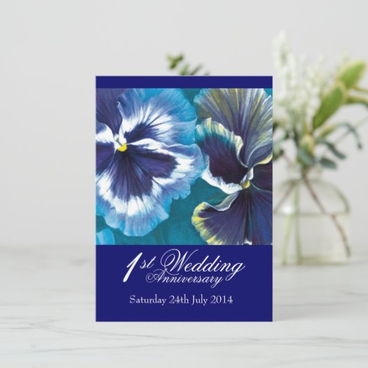 1周年結婚記念パーティー招待状 青 招待状 (スタンド正面)