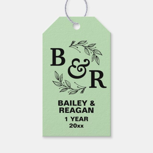 1周年結婚記念モチ離れーモモグラム ギフトタグ (正面)