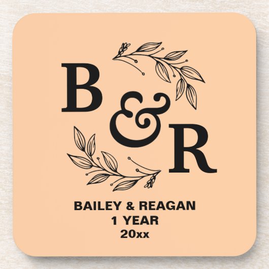 1周年結婚記念モチ離れーモモグラム コースター (正面)