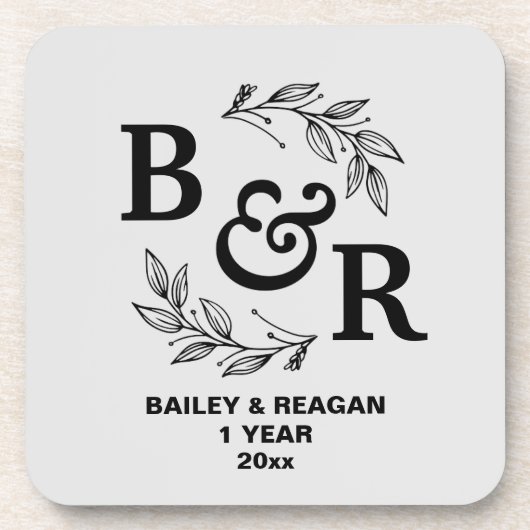 1周年結婚記念モチ離れーモモグラム コースター (正面)