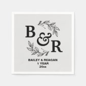 1周年結婚記念モチ離れーモモグラム スタンダードカクテルナプキン (正面)