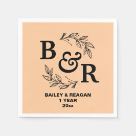 1周年結婚記念モチ離れーモモグラム スタンダードカクテルナプキン