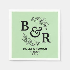 1周年結婚記念モチ離れーモモグラム スタンダードカクテルナプキン