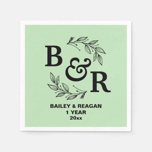 1周年結婚記念モチ離れーモモグラム スタンダードカクテルナプキン (正面)