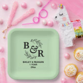 1周年結婚記念モチ離れーモモグラム ペーパープレート (パーティー)