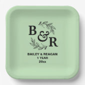 1周年結婚記念モチ離れーモモグラム ペーパープレート (正面)