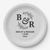 1周年結婚記念モチ離れーモモグラム ペーパープレート (正面)