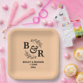 1周年結婚記念モチ離れーモモグラム ペーパープレート (パーティー)