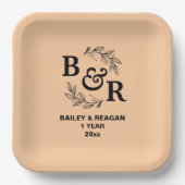 1周年結婚記念モチ離れーモモグラム ペーパープレート (正面)