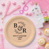1周年結婚記念モチ離れーモモグラム ペーパープレート (パーティー)