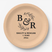 1周年結婚記念モチ離れーモモグラム ペーパープレート (正面)