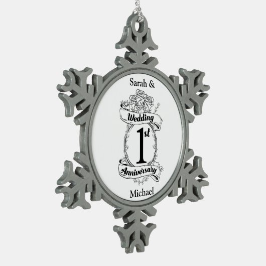 1周年結婚記念 スノーフレークピューターオーナメント (左)