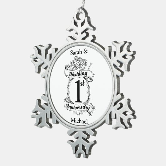 1周年結婚記念 スノーフレークピューターオーナメント (右)