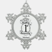 1周年結婚記念 スノーフレークピューターオーナメント (正面)