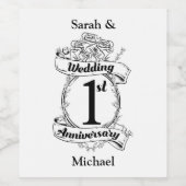 1周年結婚記念 ワインラベル (シングルラベル)
