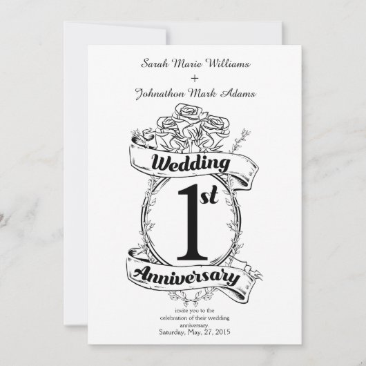 1周年結婚記念 招待状 (正面)