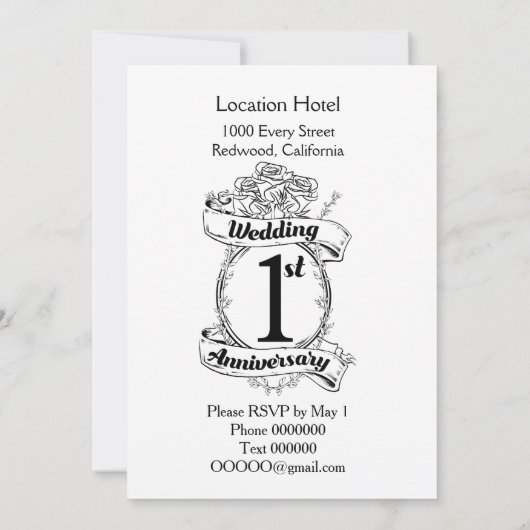 1周年結婚記念 招待状 (裏面)