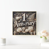 1周年記念お祝い愛と一体性 スクエア壁時計 (ホーム)