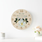 1周年記念の時計またはYOUR TEXTまたは削除 ラージ壁時計 (ホーム)