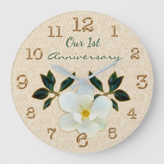 1周年記念の時計またはYOUR TEXTまたは削除 ラージ壁時計 (正面)