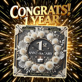 1周年記念の特別マイルストーン スクエア壁時計