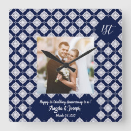 1周年記念の飾り写真時計 スクエア壁時計