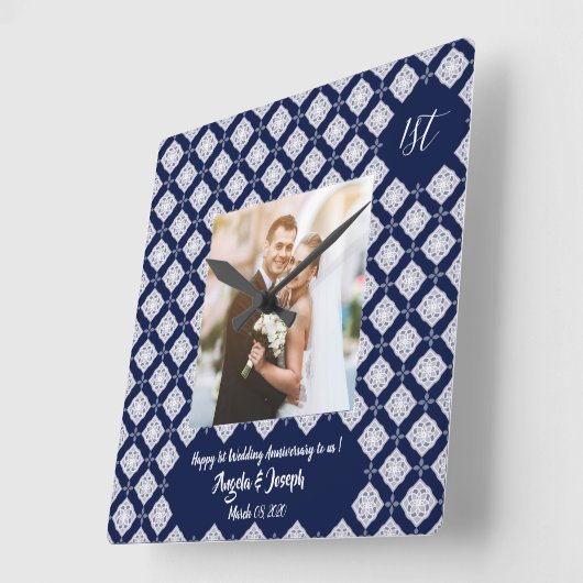 1周年記念の飾り写真時計 スクエア壁時計 (傾斜)