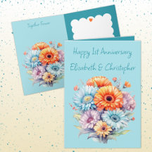 1周年記念ガーベラ花ブルー